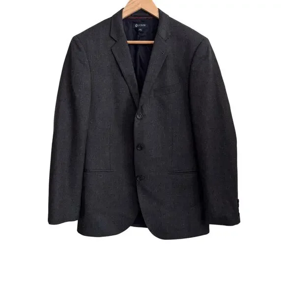 J‎ Crew Grey Ludlow Jacket Size 40R 100% Italian Wool Mens Blazer 3 Button